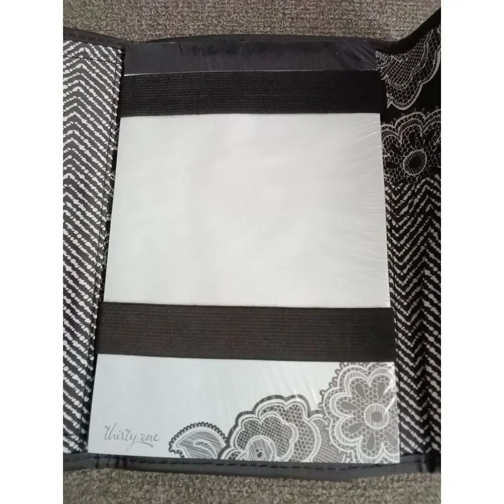 Thirty One Fold and Go Organizer Black Botanical Lace New